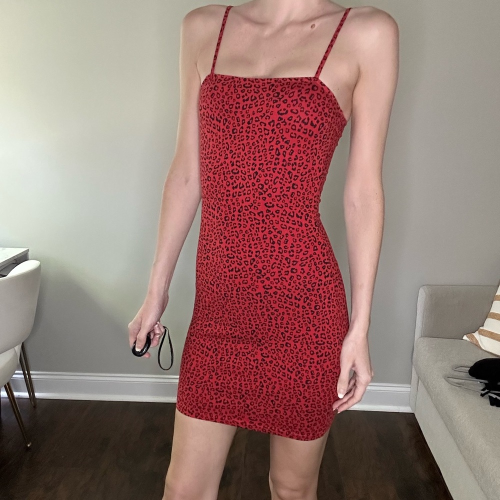 Red leopard print dress, only worn once